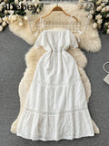 2022 Summer New Lace Embroidery Dress Women Sleeveless Dresses Female Vintage Party Beach Maxi Long