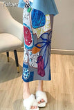 Skirts for Women 2023 Faldas Mujer De Moda High Waist A-line Loose Print Long Jupe Fashion Folds Split Pleated Chic