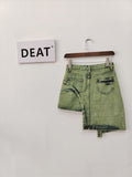 Fashion Women's Skirt High Waist Patchwork Irregular Mini Above Knee Tie-dyed Green Denim Skirts Spring 2023 New