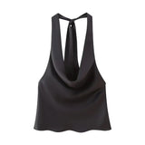 Toloer Women's Neck Bow Silk Satin Texture Top-Outfit
