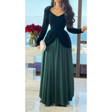 Autumn New Style Splicing Fake Two Elegant Long Dress