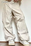 Wide Leg Cargo Pants Women Casual 2023 Low Waist Drawstring Sweatpants Baggy Trousers Oversized Joggers Tech Parachute