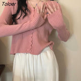 Cardigan Women Long Sleeve Slim Solid Color Knitted Simple V-neck Sweaters Elegant Outerwear Female Spring Fall