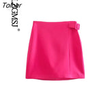 2023 Women Office Wear Hot Pink Pencil Mini Skirt Women Vintage High Waist Back Zipper Female Skirts