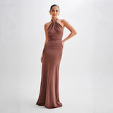 Summer New Women's Sexy Hanging Neck Solid Color Sleeveless Temperament Waist