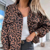 Explosion Tide People Water Wash Old Leopard-Print Side Of The Cowboy Coat