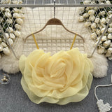 Holiday Wind Eogen Yarn Three-Dimensional Flower Sling Vest Women's Summer New Ocean Chic Short