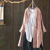 Womens Shirts 2022 ZANZEA Vintage Cotton Tunic Casual Long Sleeve Shirt Button Cardigans Female Soid Patchwork Tops Plus