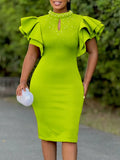 Women's 2025 New Fashion Sexy Sexy Leaf Sleeve Clam Party Dinner Dresses African