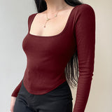 Knitted With A Short Long-Sleeved Top 2025 Summer New Women's Casual Bottoming