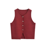 Women's Clothing 2025 Autumn And Winter New Fashion Two-Color Flat Needle Short Vest