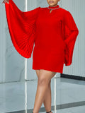 New Temperament Fashion Horn Sleeve Pressure Folding Loose A Dress African