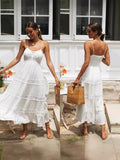 New Women's Bohemian Sling Dress Lace Splicing Big