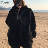 Winter Hooded Teddy Jacket Women 2023 Long Sleeve Warm Lamb Wool Jacket Woman Streetwear Zipper Up Fleece Coats