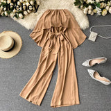 Women 2022 Spring Autumn New Office Lady Ruffles Loose Solid Full Length Rompers Sleeveless Fashion