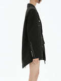 Fashion Women's Blazer Notched Collar Loose Deconstructed Shoulder Pad Open Line Suit Jackets Spring 2023 New