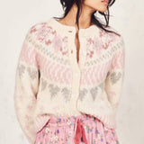 Jastie Chic Patchwork Cardigan Christmas Sweater Women Open-knit Long Sleeves Women's Stripe Alpaca Blended