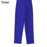 ZBZA Pant Women High Waisted Pants Women Office Beige Pants Chic Button Zip Elegant Pink Casual Woman Pants