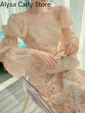 Party Spring Vintage Fairy Dresses Women Sexy Party Elegant Chic Midi Dress female retro court Casual Holiday evening Ladie Dress
