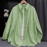 Pink Folded Long-Sleeved Shirt Coat Women's Spring Thin Loose BF Lazy Wind Long Casual