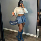 Women's High-Waisted Cowboy Dress Women's Summer New Sexy Babes Folded