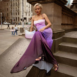 Purple Gradient Spaghetti Strap Maxi Dress-Outfit