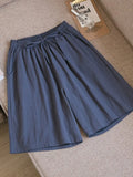 Length Cotton Linen Shorts Women Summer 2022 Elastic Waist Basic Short Pants Linen Loose Women's Bermuda Shorts For