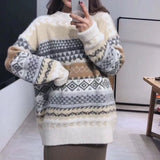 Pullovers Women Vintage Loose Casual Sweaters Geometric Female Harajuku Korean Fashion Womens Striped Sweater Streetwear