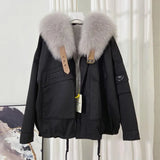 2022 Winter Parka Women Fluffy Faux Fur Coat Short Windbreaker Jacket Wool Liner Warm Parka Fur Collar Warm Snow