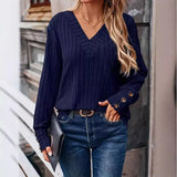 Women's Clothing 2025 Autumn And Winter New Ribs Pit Strip V-Neck Button Long-Sleeved Coat