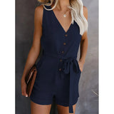 Summer Female Jumpsuit Plus Size Overalls for Women Fashion Streetwear Outfits V-Neck Romper Sleeveless Playsuit