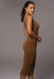 Sexy Pleated Strap Midi Party