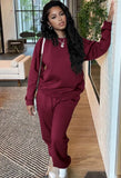 Casual Plain Long Sleeve Loose Sweatshirt And Matching Pants Two Piece