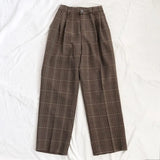 Spring Women Pants Plaid High Waist Dropping Feeling High Waist Wide Leg Long Suit