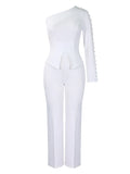 Women's 2025 Spring New Slanted Shoulder Nail OL Tongle Two-Set Large-Size