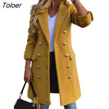 Women Greatcoat Long Style Turn-Down Collar Breathable Turn-Down Collar Women