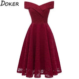 New Vintage Lace Evening Party Dress Women Slash Neck Sleeveless Midi Dress Ladies Elegant Pink Dresses Vestido De