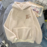 Winter 2021 Plush Velvet Thick Warm Women's Hoodies Korean Fashion Loose Kawaii Female Hooded Sweatshirt Jacket