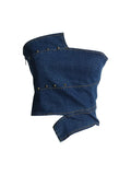 Toloer Hot Girl Retro Blue Jeans Strapless Top Female Spring 2024 New Pure Desire Slim Slim Short Vest-Outfit