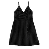 Sleeveless Striped Cross Adjustable Spaghetti Strap V-Neck Button Casual Sexy Mini Dresses Summer Beach Holiday