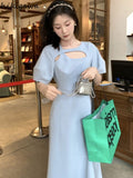 Woman Dress Vintage Irregular Summer Robe Femme Chic Hollow Out Slim Fit Koream Maxi Dresses 2023 Vestidos De Mujer