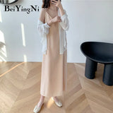 Black Spaghetti Strap Dress Long Casual Backless Basic Chiffon Casual Sexy Korean Elegant Maxi Party Dress