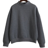 Kintted Autumn Simple Casual Sweatshirt O-Ncek Casual Pullovers Spring Long Sleeve Loose Solid Outwear Tops Size