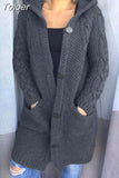 Women Knitted Sweater Cardigan Open Stitch Hooded Letters Loose Sweaters Fall Fashion New Sweaters for Women