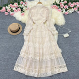 Toloer New French Fashion Gentle And Dignified Retro Palace Yanfeng Long Sleeve Stitching Lace Lace Dress Long