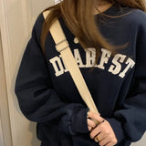 Toloer 2024 New Embroidered Letter Thin Hoodie Female Loose Round Collar Fashion Student Long Sleeve Jacket Coat