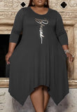 Letter Print Irregular Shirt Plus Size