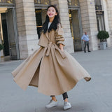 Fashion Korean Style Women Trench Coat with Belt Office Lady Duster Coat Loose Cloak X-Long Outerwear Clothes Spring
