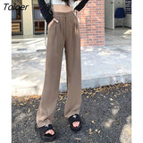 Black Red Pants Women Office Lady Suit Trousers Autumn Solid Color High Waist Apricot Khaki Zipper Korean Pants