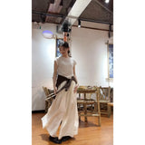 And Relaxed Sense Of Simple Shoulder Round Neck Short Sleeve T-Shirt High Lumbar Loose Leisure Pants Two
